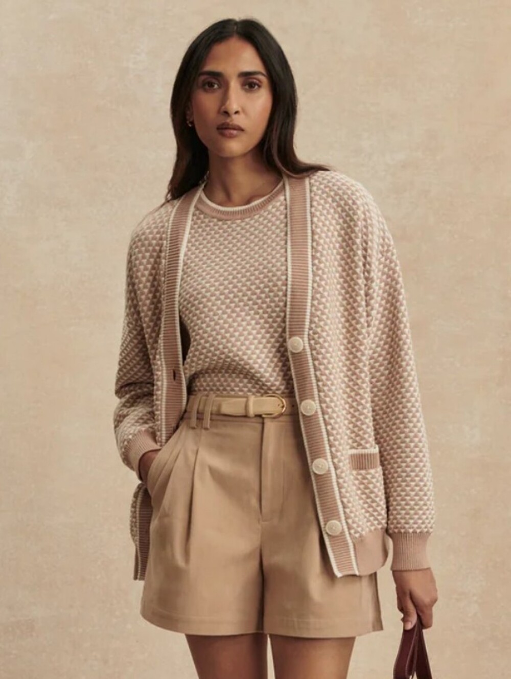 Varley Tarran Stitch Knit Cardigan - Light Taupe